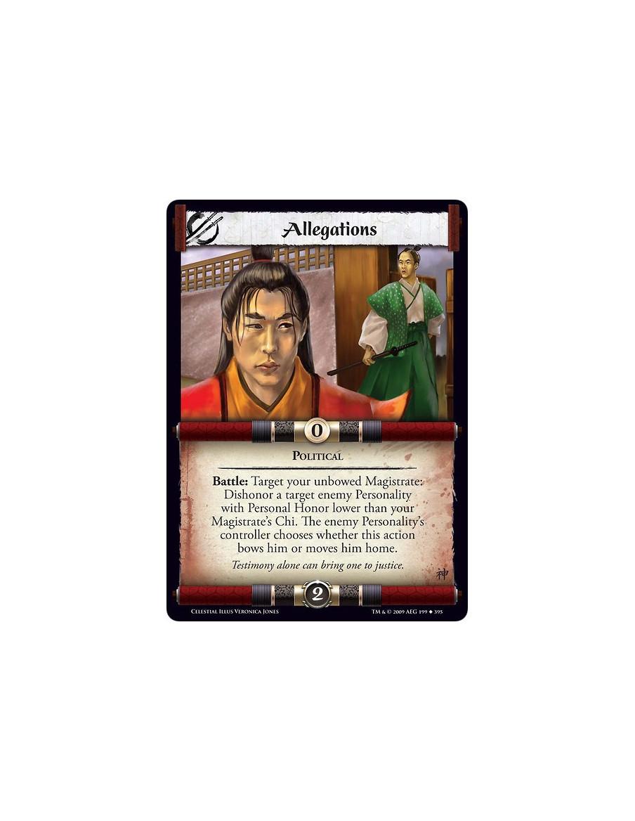 Allegations (Español)  - Political Battle: Target your unbowed Magistrate: Dishonor a target enemy Personality with Personal Hon