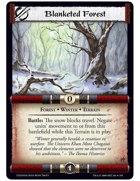 Blanketed Forest  - Forest • Winter • Terrain Battle: The snow blocks travel. Negate units’ movement to or from this battlefield