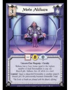 Moto Akikazu  - Unicorn Clan Shugenja · Cavalry. Akikazu has a Force bonus equal to the highest number of dead Personalities in