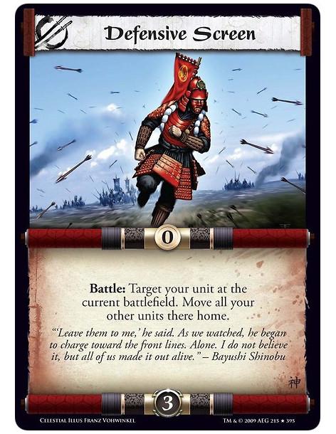 Defensive Screen (Español)  - Battle: Target your unit at the current battlefield. Move all your other units there home.
