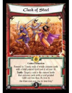 Clash of Steel (Español)  - Center Formation. Formed by 3 units, each of which contains cards with a total printed Gold cost of