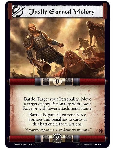 Justly Earned Victory  - Battle: Target your Personality: Move a target enemy Personality with lower Force or with fewer attachm