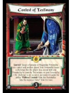 Contest of Testimony - Limited: Target a Samurai or Magistrate Personality you control and another player. Your Personality iss