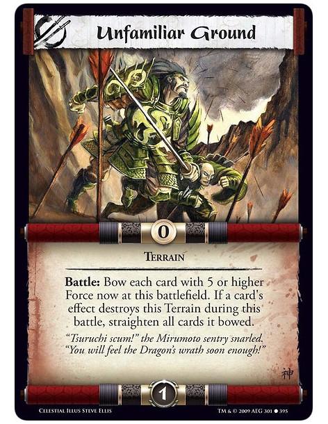 Unfamiliar Ground (Spanish)  - Terrain Battle: Bow each card with 5 or higher Force now at this battlefield. If a card's effect 