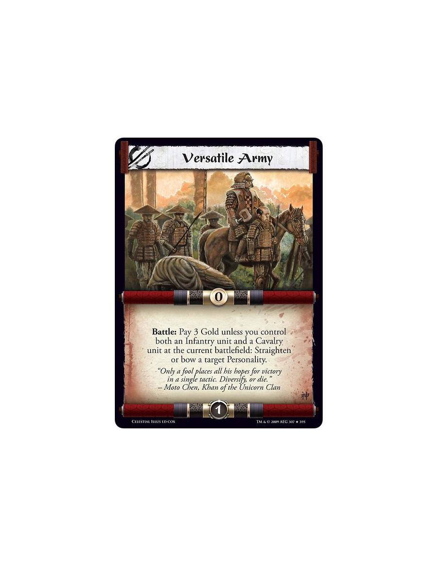 Versatile Army (Español)  - Battle: Pay 3 Gold unless you control both an Infantry unit and a Cavalry unit at the current battle