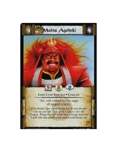 Matsu Agetoki (Spanish)  - Lion Clan Samurai. Cavalry This unit cannot be the target of ranged attacks