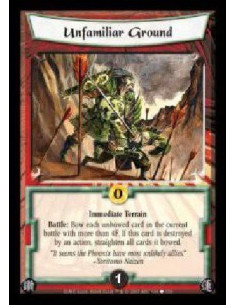Unfamiliar Ground  - Immediate Terrain. Battle: Bow each unbowed card in the current battle with more than 4F. If this card is d