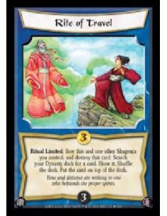 Rite of Travel  - Ritual Limited: Bow this and one other Shugenja you control, and destroy this card: Search your Dynasty deck f
