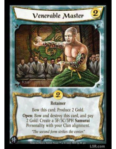 Venerable Master  - Retainer Bow this card: Produce  2 Gold Open: Bow and destroy this card, and pay 2 Gold: Create a 3F/3C/3PH 
