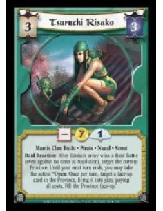 Tsuruchi Risako FOIL (Signed by Steve Argyle) (Idioma Español)  - Mantis Clan Bushi · Pirate · Naval · Scout. Raid Reaction: Aft