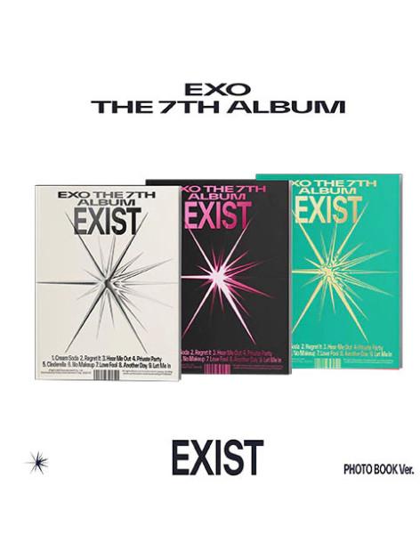 EXO - Exist Photobook ver. (7th Album)  -  Versiones: E (fondo crema con letras negras), X (fondo negro con letras rosas), O (fo