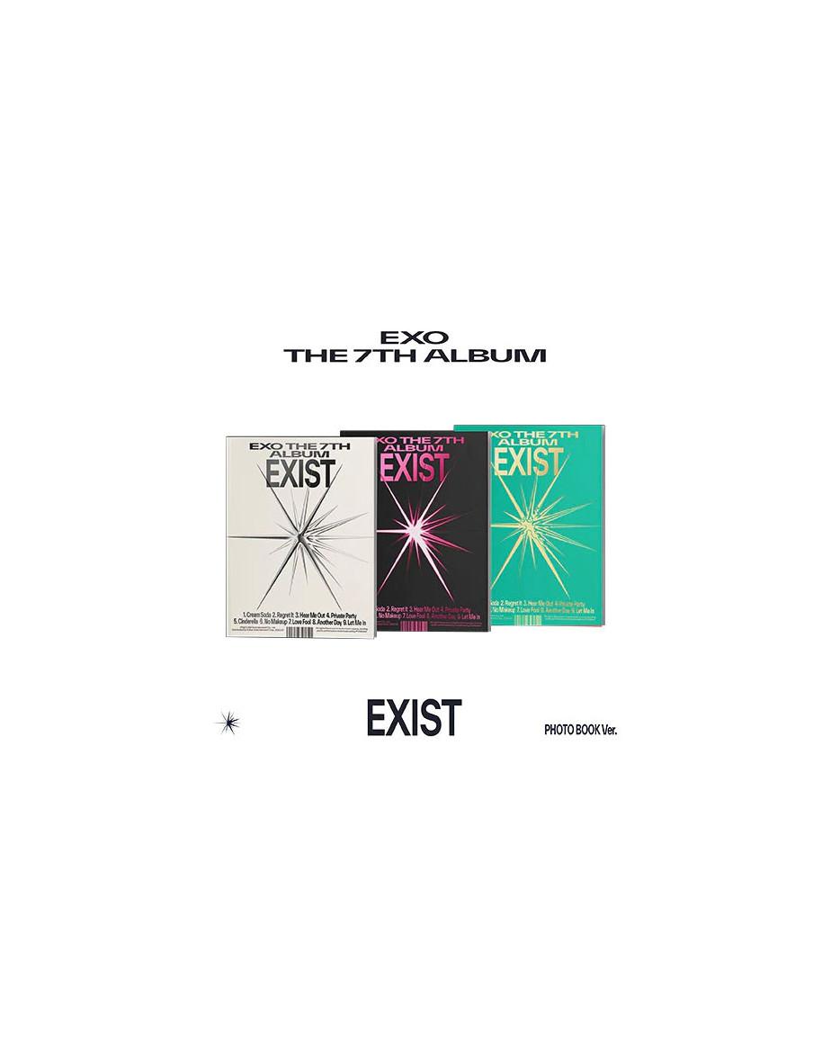 EXO - Exist Photobook ver. (7th Album)  -    Versiones: E (fondo crema con letras negras), X (fondo negro con letras rosas), O (