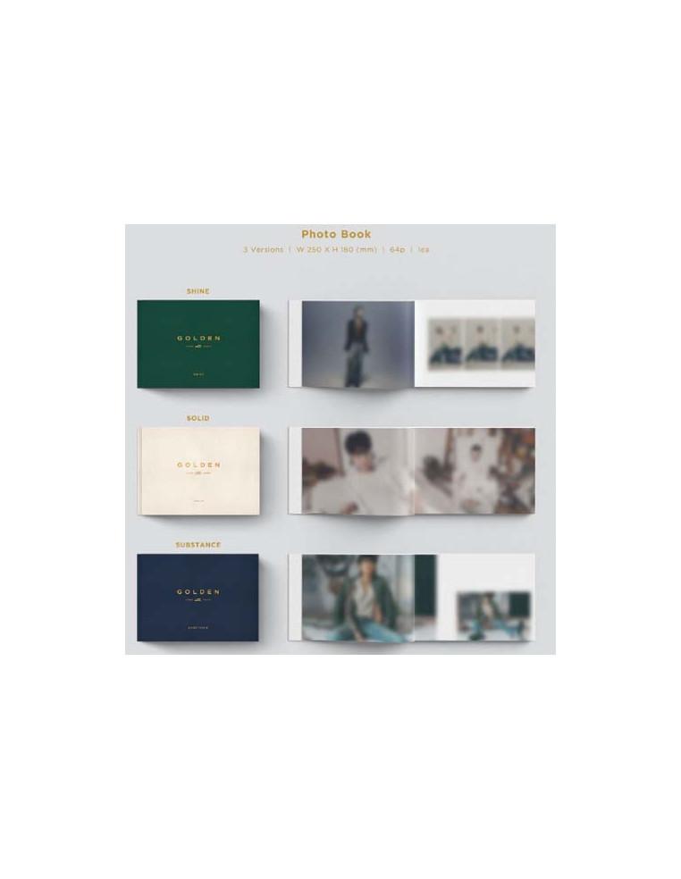 BTS - JUNGKOOK - Golden (1st Solo Album)  -  Opciones:Shine (verde), Solid (blanco crema), Substance (azul) Contenido: - 1 Estuc