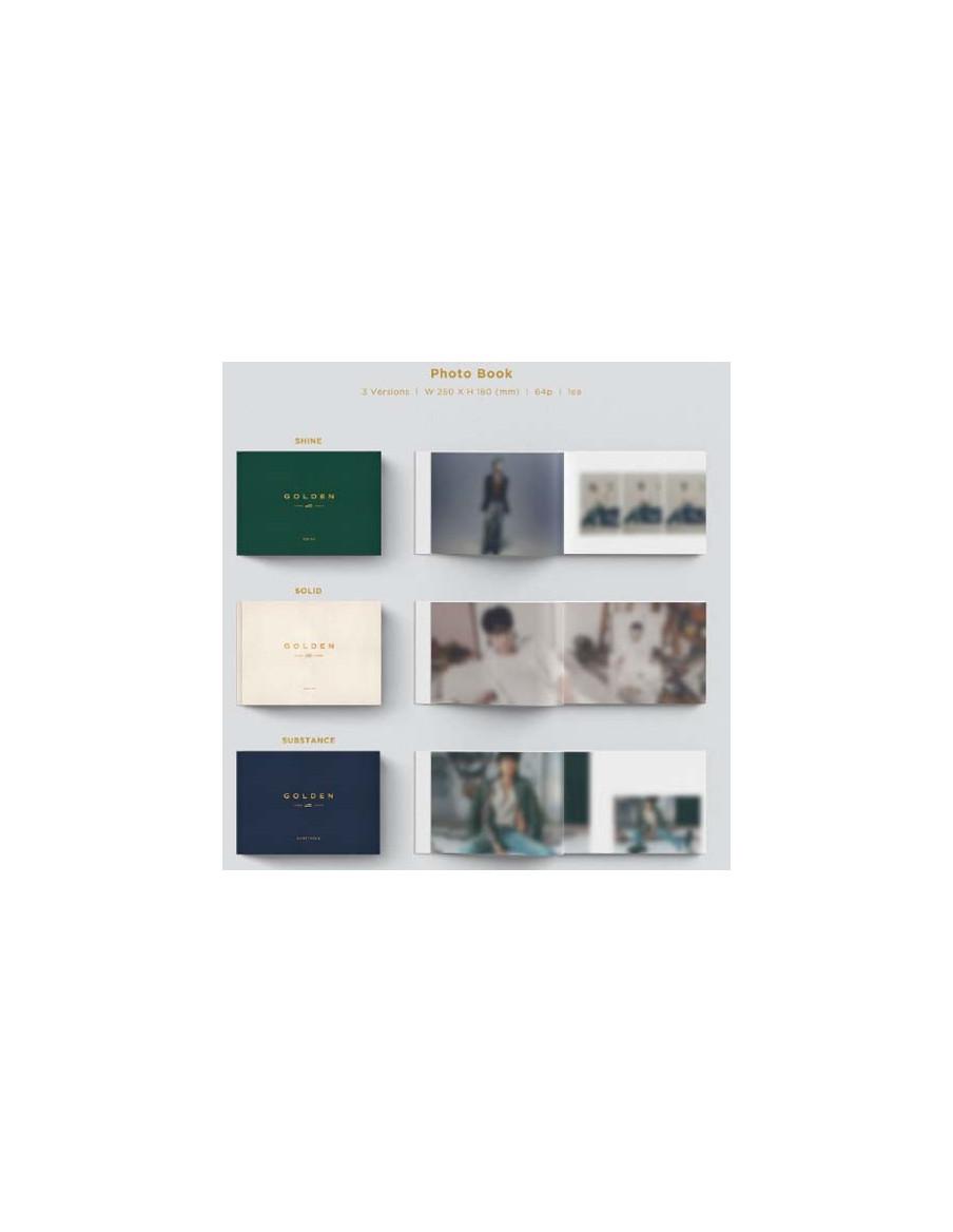 BTS - JUNGKOOK - Golden (1st Solo Album)  -  Opciones:Shine (verde), Solid (blanco crema), Substance (azul) Contenido: - 1 Estuc