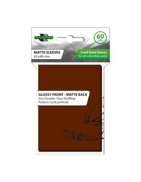 Glossy Front-Matte Back Sleeves Brown 62x89mm. Blackfire