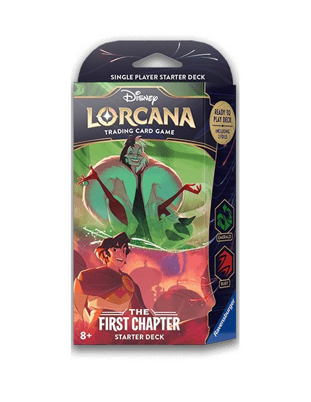 The First Chapter: Cruella / Aladdin - Emerald / Ruby Starter Deck LORCANA (Inglés)
