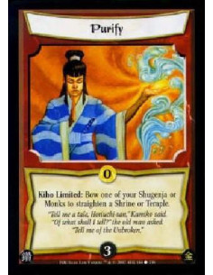 Purify  - Kiho Limited: Bow one of your Shugenja or Monks to straighten a Shrine or Temple. 