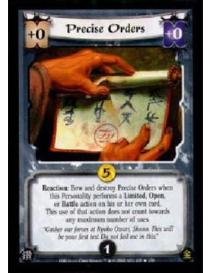 Precise Orders FOIL  - Reaction: Bow and destroy Precise Orders when this Personality performs a Limited, Open, or Battle action