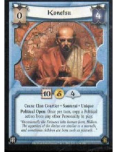 Konetsu  - Crane Clan Courtier * Samurai * UniquePolitical Open: Once per turn, copy a Political action from any other Personali