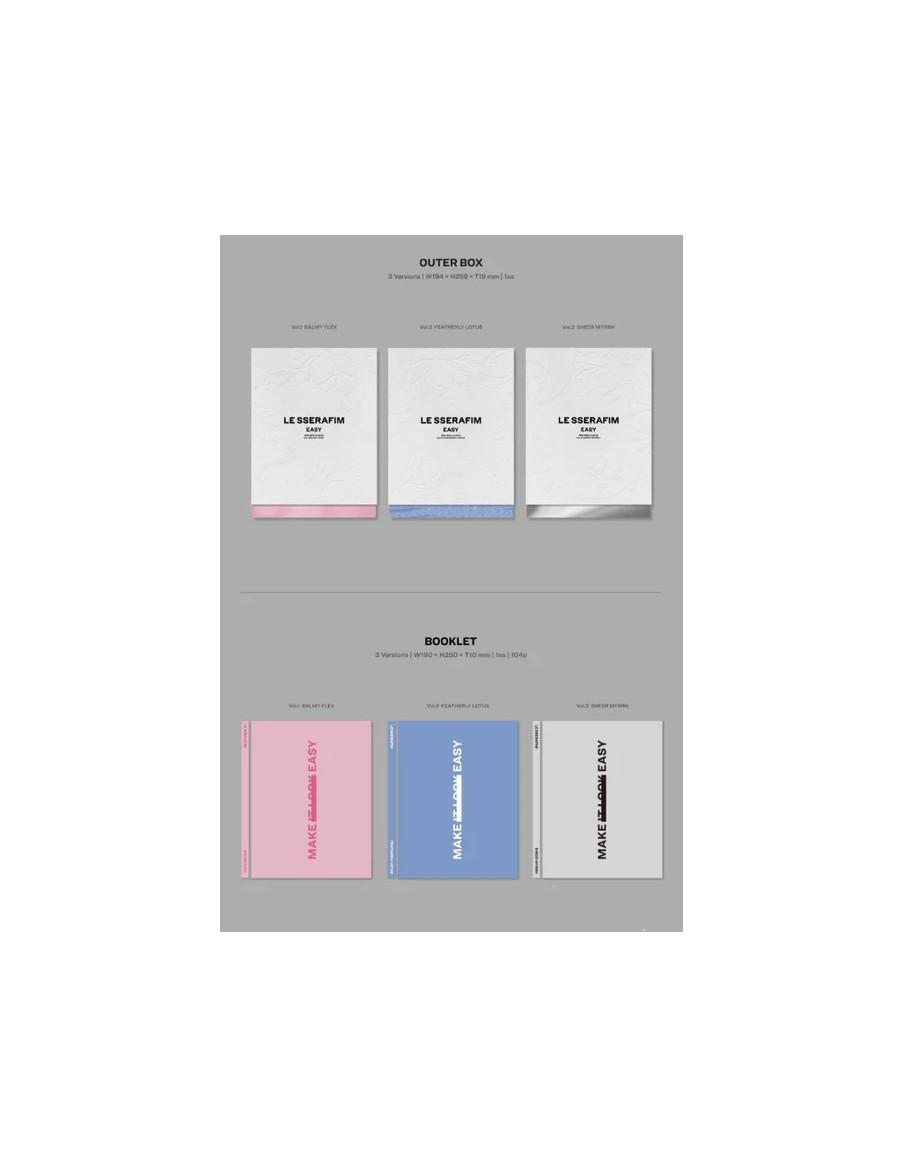 LE SSERAFIM - Easy (3er Mini Album)  - LE SSERAFIM - Easy (3er Mini Album) 3 Versiones: Vol.1 (rosa) / vol.2 (azul) / vol.3 (gri