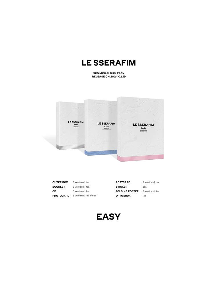 LE SSERAFIM - Easy (3er Mini Album)  - LE SSERAFIM - Easy (3er Mini Album) 3 Versiones: Vol.1 (rosa) / vol.2 (azul) / vol.3 (gri