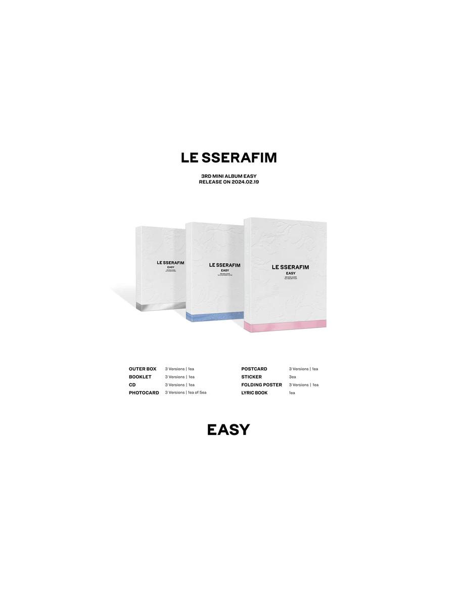 LE SSERAFIM - Easy (3er Mini Album)  - LE SSERAFIM - Easy (3er Mini Album) 3 Versiones: Vol.1 (rosa) / vol.2 (azul) / vol.3 (gri