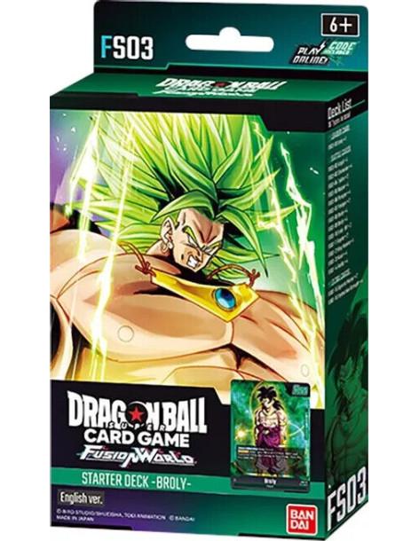 Fusion World Broly Starter Deck FS03  - Ready-to-play 51 card deck X 1Energy marker X 1Playsheet X 1Alternative-Design Card Pack