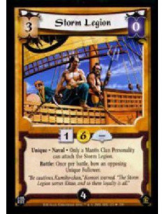 Storm Legion  - Unique * Naval * Only a Mantis Clan Personality can attach the Storm Legion.Battle: Once per battle, bow an oppo