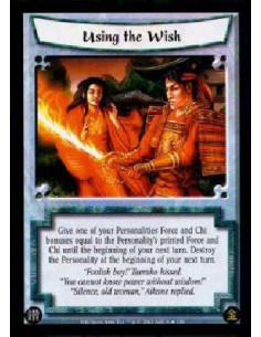 Using the Wish FOIL  - Give one of your Personalities Force and Chi bonuses equal to the Personality's printed Force and Chi unt