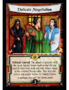 Delicate Negotiation  - Political Limited: The player or players with the most Family Honor each reveal the top card of their Fa