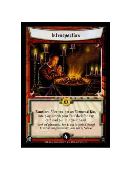 Introspection  - Reaction: After you put an Elemental Ring into play, search your Fate deck for any card and put it in your hand