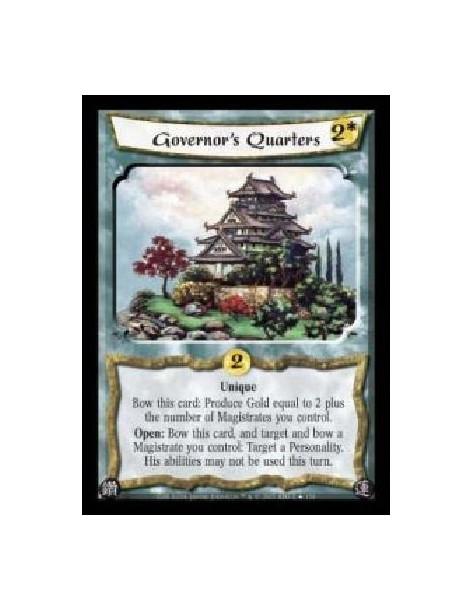 Governor's Quarters (Español)  - Unique. Bow this card: Produce Gold equal to 2 plus the number of Magistrates you control. Open