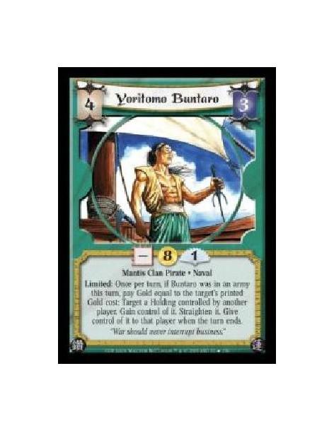 Yoritomo Buntaro FOIL (Español)  - Mantis Clan Pirate · Naval. Limited: Once per turn, if Buntaro was in an army this turn, pay 