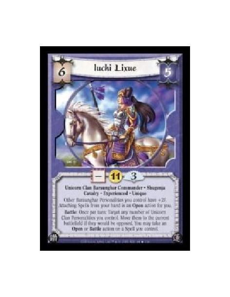Iuchi Lixue Exp FOIL (Español)  - Unicorn Clan Baraunghar Commander · Shugenja · Cavalry · Experienced · Unique. Other Baraungha