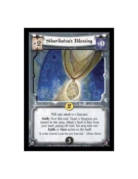 Shorihotsu's Blessing (Español)  - Will only attach to a Samurai. Battle: Bow this card: Target a Shugenja you control in this a