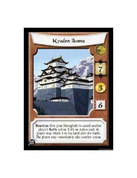 Kyuden Ikoma (Español)  - Reaction: Bow your Stronghold to cancel another player's Battle action. If it's an Action card, its pl