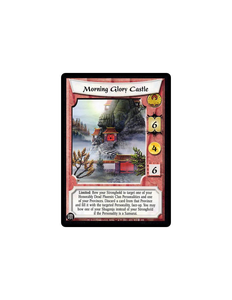 Morning Glory Castle (Español)  - Limited: Bow your Stronghold to target one of your Honorably Dead Phoenix Clan Personalities a