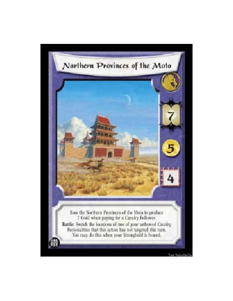Northern Provinces of the Moto (Spanish)  - Bow the Northern Provinces of the Moto to produce 7 Gold when paying for a Cavalry F
