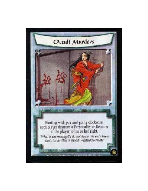 Occult Murders (Francés)  - Beginning with you and proceeding in turn order, each player destroys a Personality or Retainer of t