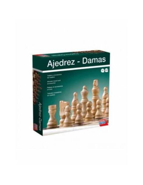 Ajedrez y Damas de Madera  - Tablero y accesorios de madera 30x30 cm