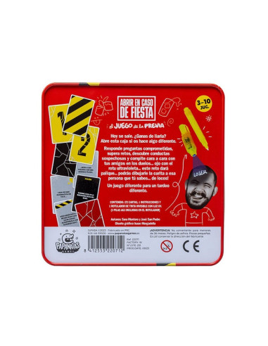 Abrir en caso de fiesta  - Hoy se sale. ¿Ganas de liarla?
Abre esta caja si os hace algo diferente. Este juego es un juego de ca