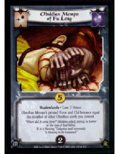 Obsidian Mempo of Fu Leng FOIL  - Shadowlands · Lose 3 Honor.Obsidian Mempo's printed Force and Chi bonuses equal the number of