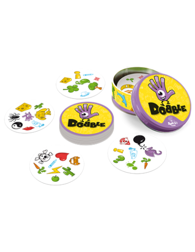 Dobble  -      Dobble un juego con más de 50 símbolos, 55 cartas, con uno, y solamente un símbolo idéntico entre cada carta. ¿Se