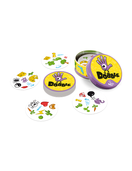 Dobble  -      Dobble un juego con más de 50 símbolos, 55 cartas, con uno, y solamente un símbolo idéntico entre cada carta. ¿Se