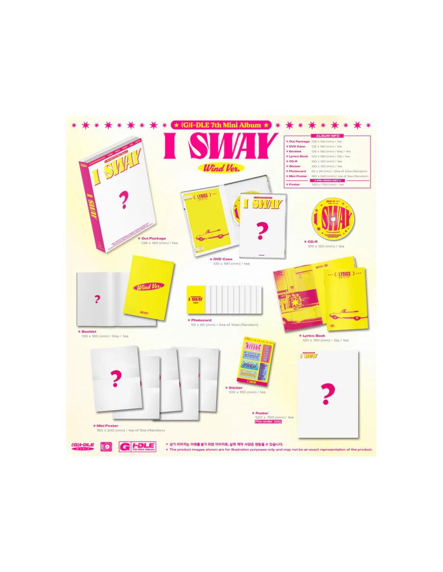 (G)I-DLE - I SWAY (7th Mini Album)  -  (G)I-DLE - I SWAY (7th Mini Album) 3 Versiones: Wind (amarillo-rosa); Wave (azul); Beat (