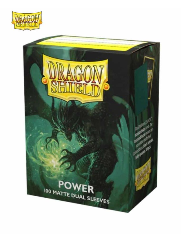 Fundas Dragon Shield Tamaño Standard (63x88mm) - Power Dual Mate / Metallic Green (100)  - Fundas compatibles con Magic The Gath