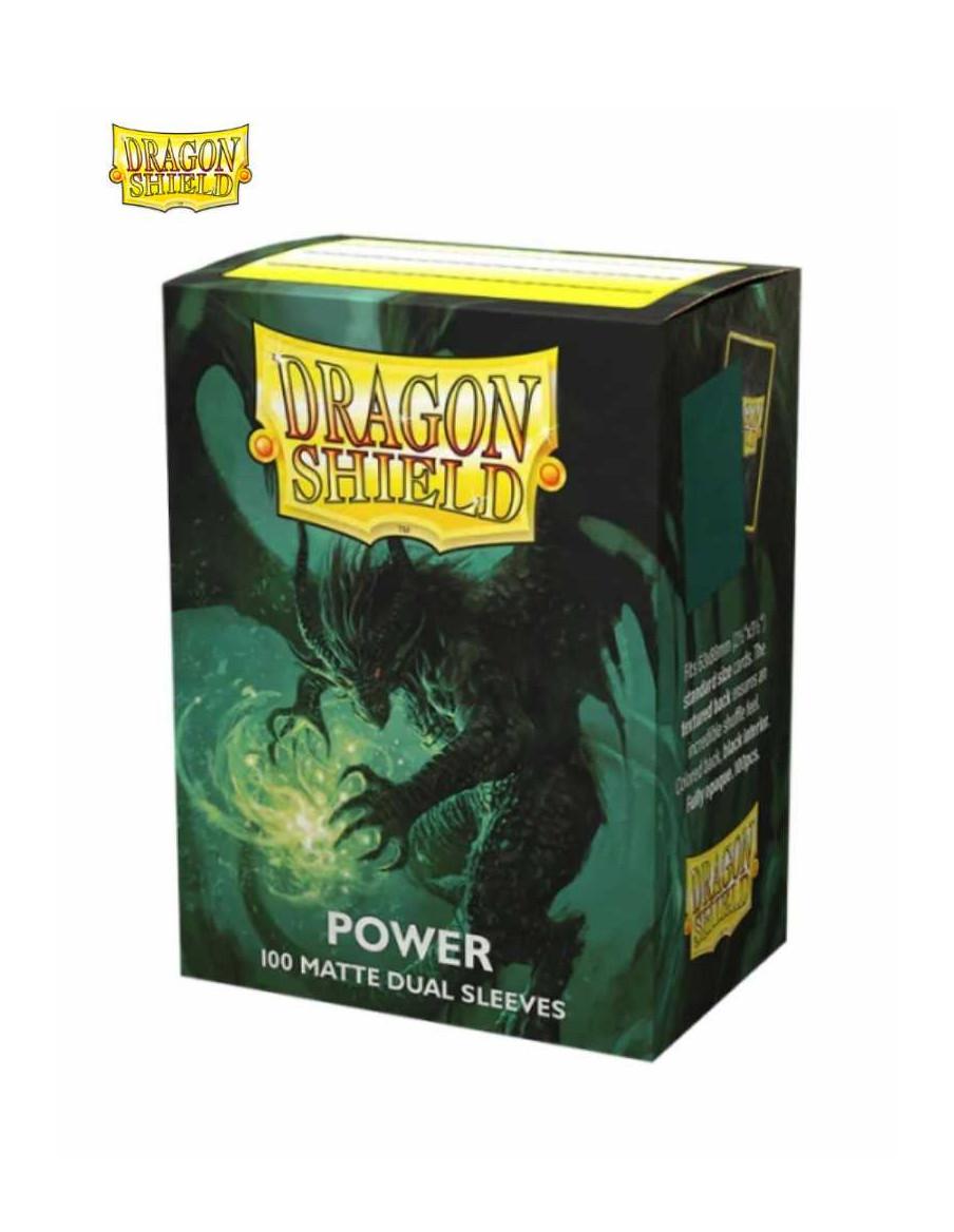 Fundas Dragon Shield Tamaño Standard (63x88mm) - Power Dual Mate / Metallic Green (100)  - Fundas compatibles con Magic The Gath