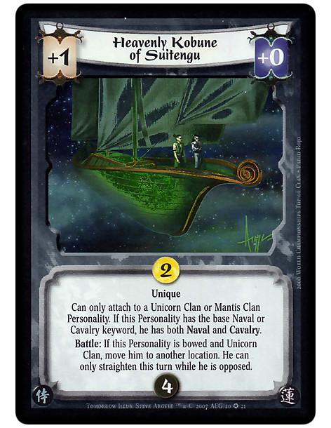 Heavenly Kobune of Suitengu FOIL (Signed by Steve Argyle)  - Unique  Can only attach to a Unicorn Clan or Mantis Clan Personalit