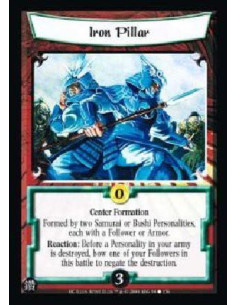 Iron Pillar  - Center Formation Formed by two Samurai or Bushi Personalities, each with a Follower or Armor. Reaction: Before a 