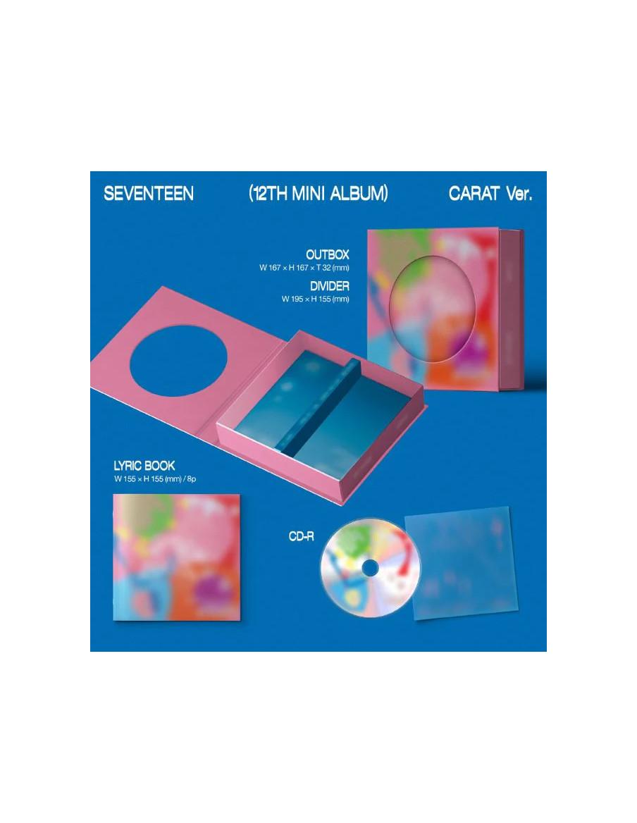 SEVENTEEN - Spill The Feels (12th Mini Album) Carat Ver.  - Contenido:  - Caja- Libro de letras (8 páginas)- CD- Mini Archivador
